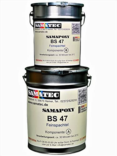 SAMATEC Feinspachtel Spachtelmasse Füllspachtel 2K Epoxidharz Reparatur Löcher Risse Fehlstellen BS47 (2.4 Kg)