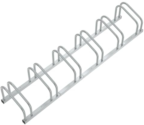 Aufun Cykelställ, ställstativ, metallgolvstativ, legerat stålstativ med skruvar, för garage, cykel (för 6 cyklar, silver)