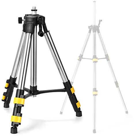 Hancaner Baustativ für Laser und Nivelliergeräte 1,2 m 5/8 Zoll Schnittstelle dreifach höhenverstellbarer Edelstahl-Verlängerungsstangen-Stativ