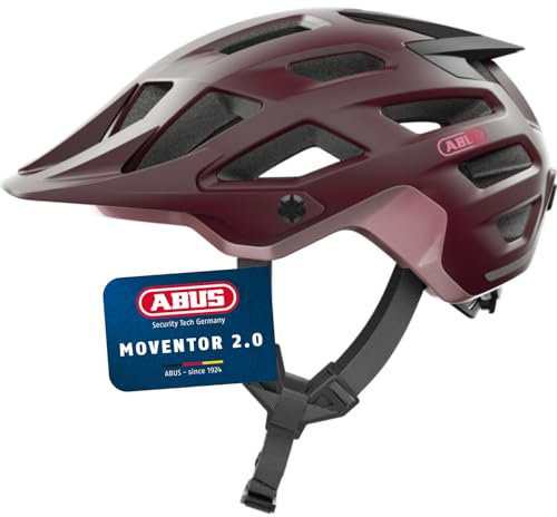 ABUS MTB-Helm Moventor 2.0 - komfortabler Fahrradhelm fürs Gelände - All-Mountain-Helm - für Damen und Herren - Dunkelrot, Größe L
