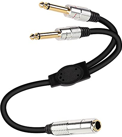 XMSJSIY Cavo splitter a Y da 6,35 mm 1/4 TRS stereo femmina a doppio 6,35 mm 1/4 TS mono maschio - 50 cm