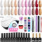 Phoenixy Shellack Set Starterset mit Lampe, UV Nagellack Set 12 Farben Rosa Lila Gel Nagellack Set Gelnägel Set mit Base Top Matte Coat Shellack Set Geschenk für Frauen