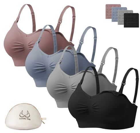HBselect 4 pièces Soutiens-Gorge d'allaitement de maternité Soutiens-Gorge d'allaitement sans Couture avec rallonges de Soutien-Gorge supplémentaires Femmes Allaitement et Sommeil sans Fil