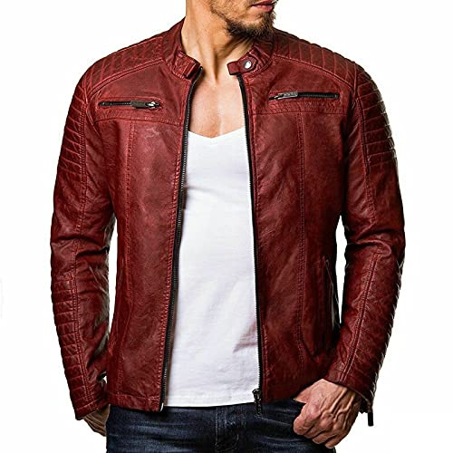 NUSGEAR 2023 Chaqueta de Cuero Hombres Otoño Invierno Moda béisbol PU Abrigo Chaqueta bombardero Impermeable a Prueba de Viento Slim Fit Cremalleras moto Casual Talla grande Jacket