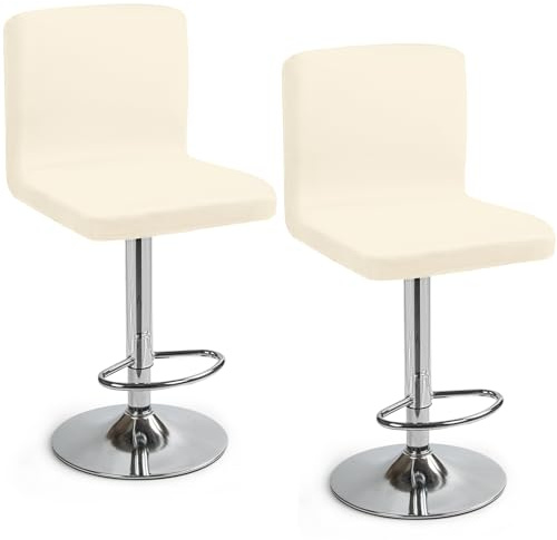 Funda para Taburete de Bar 2 Piezas Fundas para Sillas de Bar Elásticas Funda para Silla de Comedor Lavables Cubierta de Taburete de Bar Fundas Sillas para Taburetes de Bar (Crema, 2 Piezas)