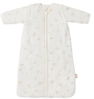 Jollein Sovsäck baby – Lovely Birds – 110 cm – bomull – 2,0 till 3,0 TOG – avtagbara ärmar – OEKO-TEX certifierad – baby sovsäck – fåglar tryck