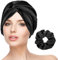 Silk Hair Bonnet for Women, Adjustable Satin Bonnet with Silk Hair Scrunchies for Braid, Curly, Straight (Black)