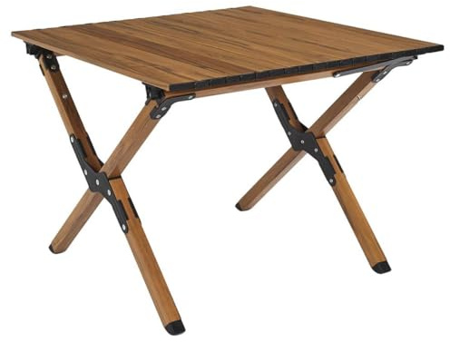 AltoBuy KAMPA - Table Basse Pliante de Camping en Métal Imitation Bois avec Sac de Transport