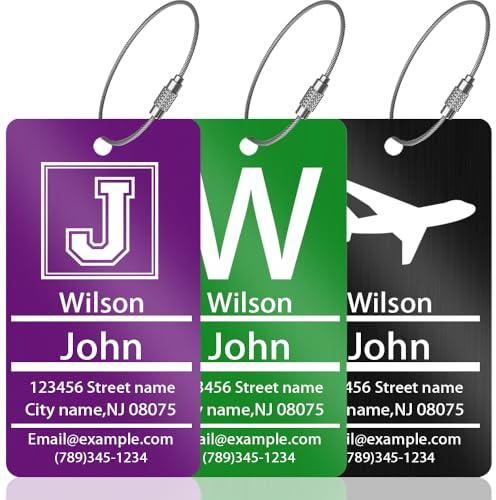 Custom Personalized Luggage Tags for Suitcases - Customized Laser Engraved Metal Luggage Lables,Horizontal & Vertical Design Style Bags Backpack Tag for Men Women (Vertical(2x3.5))