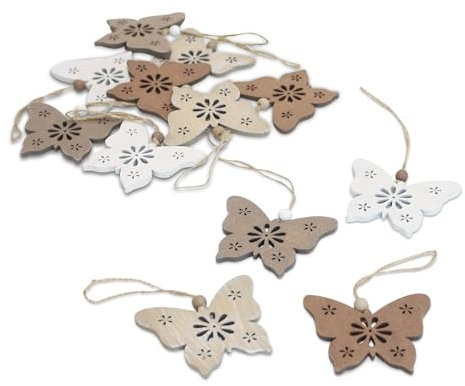 8er Set Holz Anhänger Schmetterling Blume Natur Rosa Lila Dekohänger Frühling Ostern Osterstrauch Deko Osterdeko