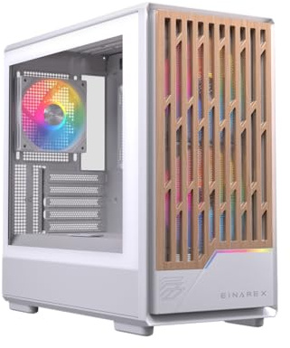 Einarex Pulse PM400 Caja de PC para Gaming, RGB, Soporte para 9 Ventiladores de 120mm, Refrigeración Líquida de 240mm (RGB Blanco)