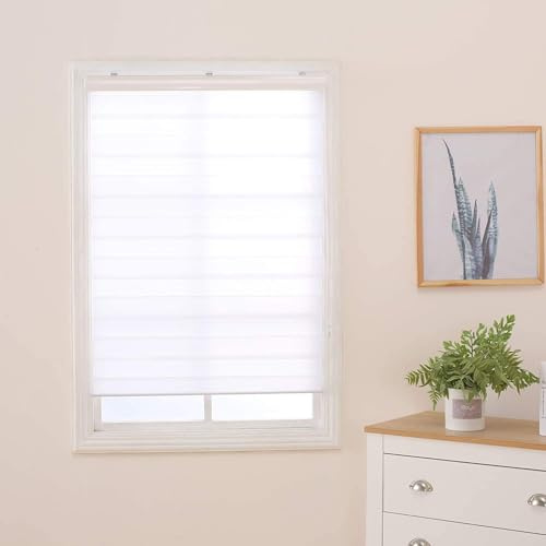 Doppelrollo Klemmfix Ohne Bohren 100cm x 160cm Duo Rollo, Zebrarollo Seitenzugrollo Easyfix für Fenster & Türen - Weiß