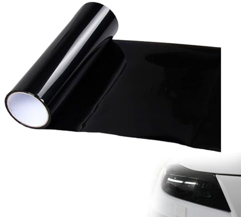 Tönungsfolie Auto,Scheinwerfer Folie,Autofolie Schwarz Glänzend,Selbstklebend Auto Folie Glanz,Tönungsfolie Scheinwerfer,Transparent Klebefolie für Rücklichter,Nebelscheinwerfer,Rückleuchten,120x30cm