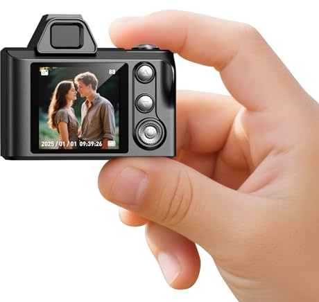 Mini Schlüsselanhänger Digitalkamera – Maxmango 1,3-Zoll 1080P Fotokamera Retro Kamera mit 64 GB Speicher, Ultraportable Kamera, Taschenformat für Reisen, Vlogging und Unterhaltung (Schwarz)
