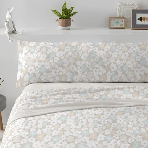 Burrito Blanco | Sábanas de Coralina | Cama de 135cm. (+Medidas Disponibles) | Diseño 995 | Color Beige (135x190/200cm.)