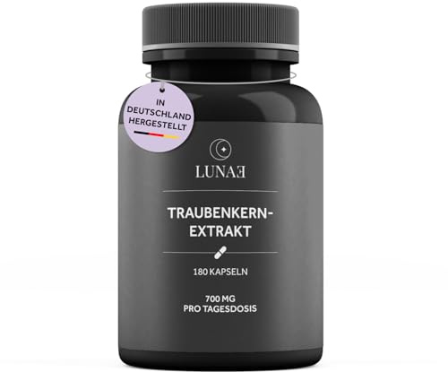 Lunae Nutrition OPC Traubenkernextrakt hochdosiert – mit 1.166mg OPC Extrakt – 240 vegane Kapseln – natürliche Nahrungsergänzung ohne Zusätze – laborgeprüft & in Deutschland hergestellt