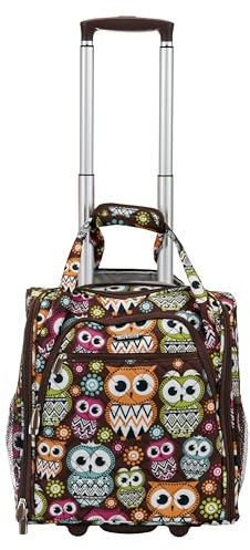 Rockland Melrose upprätt hjul undersäte handbagage, Uggla, En storlek, Melrose handbagage på hjul
