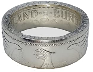 Coinring, Münzring, Ring aus Münze, Heiermann - Silberadler - 5 Mark, 625er Silber - Double Sided coin ring - verschiedene Größen, Ihr handgeschmiedetes Unikat
