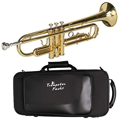 Cascha EH 3800 Trompeten Fuchs Bb Trompete für Anfänger I hochwertige Trompete Bb mit Mundstück Koffer & Reinigungstuch I Einsteiger-Trompete mit leichter Ansprache & eindrucksvollem Klang I Trompete Gold