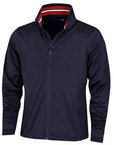 Calvin Klein Mens Collar Detail Waterproof Jacket - Navy/Red - M