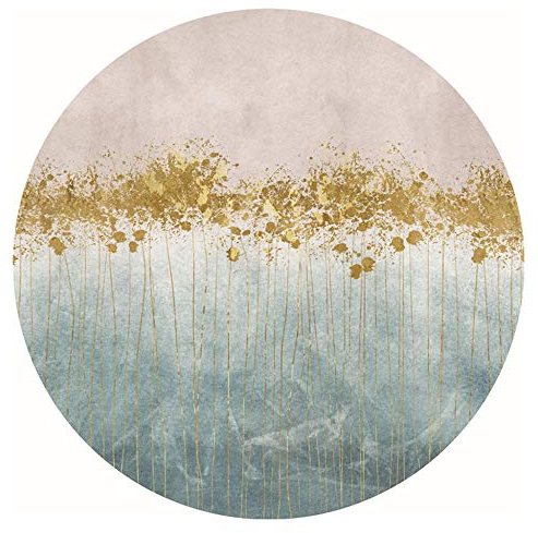 WJW-DT Moderne einfache Stil Runde Teppich Teppiche Wohnzimmer Küche Schlafzimmer Küche Kinderzimmer Bereich Teppich 7 Größe Gold Grau-120cm