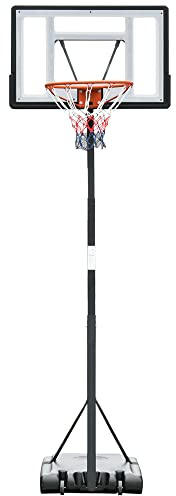 HOMCOM Panier de Basket extérieur avec Poteau Panneau, Base de lestage sur roulettes Hauteur réglable 2,55-3,05 m (Panier) Usage intérieur extérieur Noir Blanc