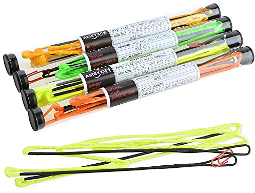 AMEYXGS 64-67 Pouces Corde d'arc de tir à l'arc Corde pour Arc Classique et Arc Long Fait à la Main 16 brins Corde d'arc de Remplacement (Jaune Fluorescent, 164cm/64.6)