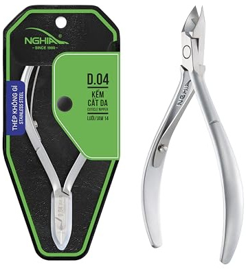 NGHIA Cuticle Nipper - D-04 JAW 14 | Stainless Steel | Durable and Sharp | Ergonomic Design | Grey Plated | Ideal for Salons and Home Use
