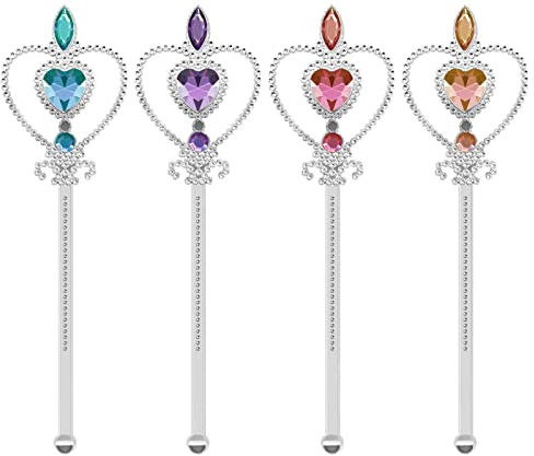 BLMHTWO 4 Stück Zauberstab Glitzer, 32,6 cm Herz-Glanz Feenstab für Kinder - Prinzessin Dress Up für Kostümfeste, Geburtstage, Hochzeiten, Märchentheater