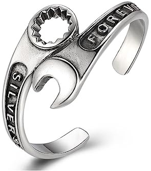 VOYADE S925 Sterling Silver Men's Spanner Screw Cap Bracelet, Open Personalised Bracelet,Silver,18cm~22cm