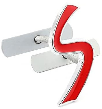 AUTOZOCO S Badge per griglia auto, emblema S Grill, Badge Car Design S, Compatibile con Mini Cooper S, R56, R53, F56, R50, R52, R57, in lega metallica, misure 6 x 5 cm, rosso e P. can