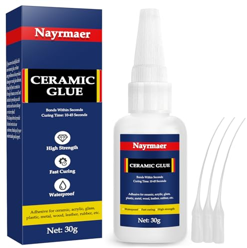 Ceramic Glue, 30g Porcelain Glue Repair, Superglue for Porcelain, Glass, Plastic, Metal, Rubber and DIY Craft