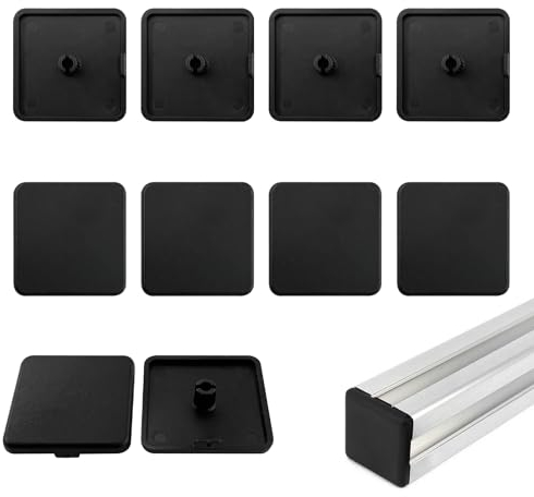 Endkappe Aluprofil 40x40 Abdeckkappen Aluprofil Kunststoff Schutzkappen - Aluprofil Kappe Profil Endkappe Profilabdeckkappe Kunststoff - Aluprofil Zubehör Vierkantrohr Endkappen (10 Stück, Schwarz)