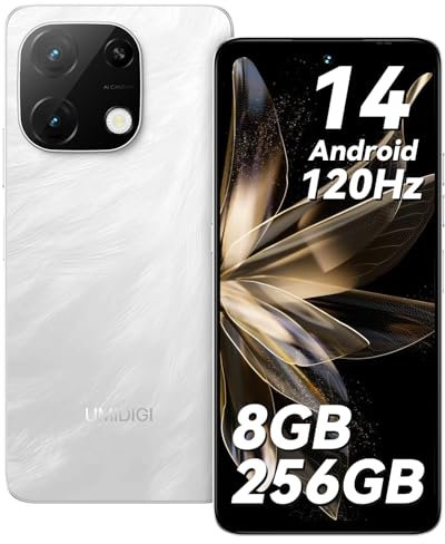 UMIDIGI Note 100A Mobile Phones, Android 14 Smart phone, 8(4+4) GB +256GB/1TB, 6.8 HD+ 120Hz Display Phones, 4G Sim Free Unlocked Mobile Phones, 5000mAh, 13MP, Dual SIM/FaceID/Fingerprint/GPS, White