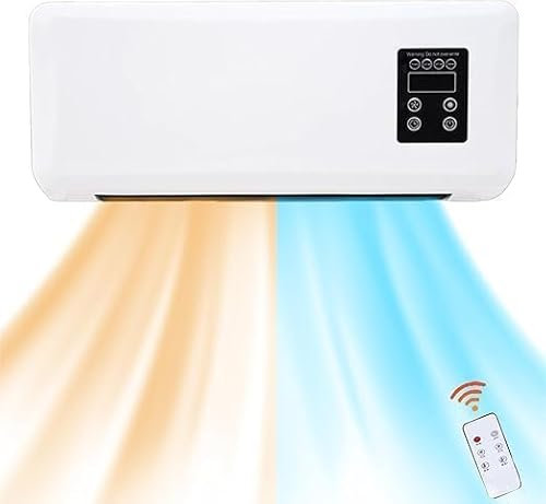 21 SHOP® Termoconvettore Elettrico da Parete 1500W con Display LED e Telecomando - Funzione Aria Calda/Fredda Temperatura Regolabile, Timer, Design Compatto ed Efficiente per Casa Ufficio 45x12x20