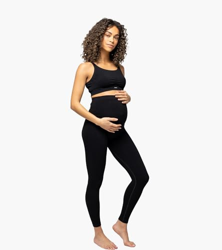 BABYGO® Bamboo Maternity Leggings for Pregnancy | Gentle Compression Over Bump Support | High Waist, Seamless, Breathable with Luxury Bamboo (UK, Alpha, M, Regular, Regular, Standard, Black)