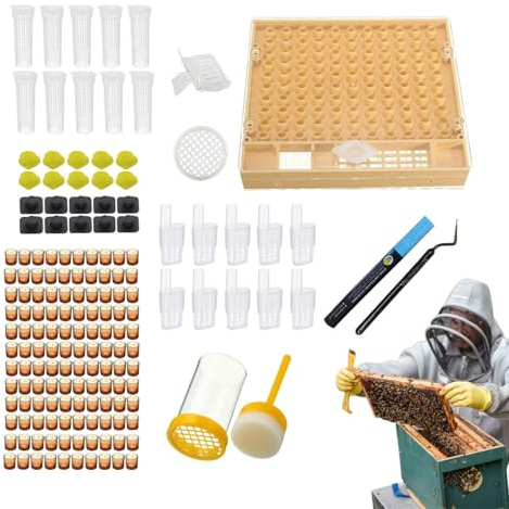 Queen Rearing Kits – Bienenköniginzucht | Komplettes Anfängerfreundliches Imker-Set mit Ausschluss-Veredelungswerkzeugen und Zellbechern | Komplettes Imkereiausrüstungsset für Garten, Labor, Imkerei