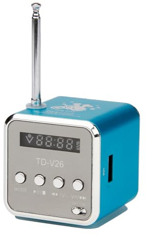Mini Radio Digital Radio Td V26 Small Portable Retro Mains And Battery Mini Speaker Music Stereo Mp3 Mp4 Player Portable Fm Pc Fashion Support Tf Card And U Disk Usb Player (Blue)