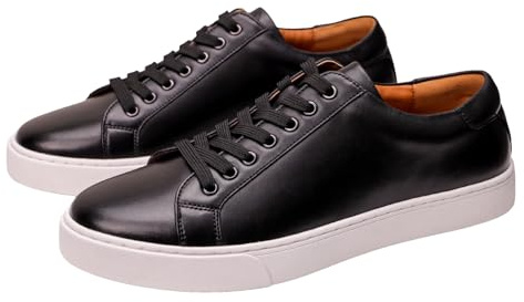 sekiueo Baskets Habillées Hommes Bout Uni Chaussures Oxford Classiques Décontractées À Lacets Chaussures Plates Formelles De Marche,Noir,48 EU