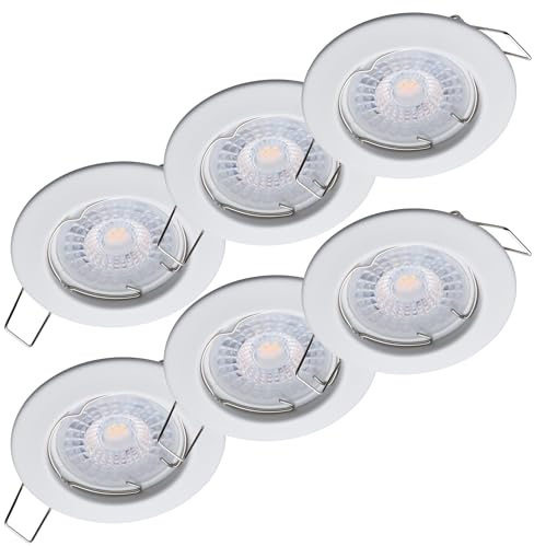Oktaplex Lighting Set med 6 takspottar – steglöst dimbar – 4,9 W 2700 K 230 V 370 lm varmvit – LED infälld spotlight vit hålstorlek 60 mm