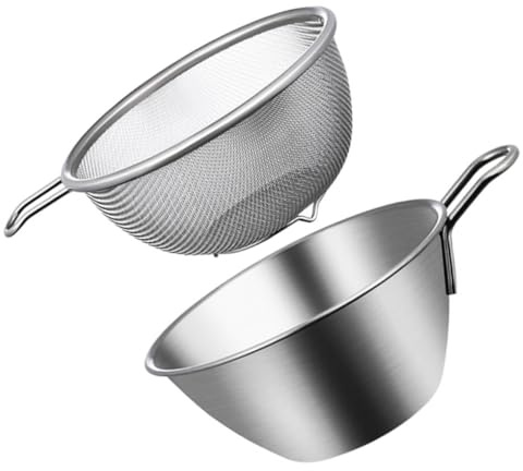 UKCOCO Passoire Et Bol Mélangeur Inox Avec Tamis Mailles Fines Panier Égouttage Multifonctionnel Pour Légumes Fruits Pâtes Avec Poignée Ergonomique Usage Cuisine Quotidien Et Lavage Rapid