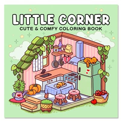 Générique Livre de coloriage Little Corner, album de conception d'espace amusant et relaxant avec 40 pages, livre de coloriage relaxant, livres d'éducation précoce pour adultes et adolescents