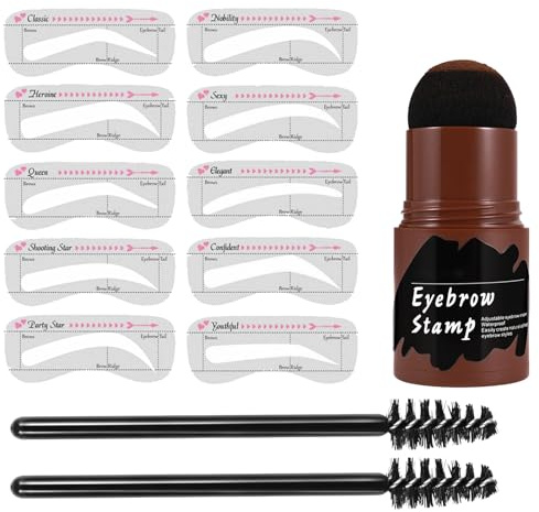 Ögonbrynsstencilsats – 10 återanvändbara brow-mallar | exakt formningsverktyg, vattentät flexibel | DIY At Home Brow Makeup för kvinnor, Easy Perfect Arches för nybörjare och