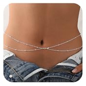 Waist Chain for Women 14K Gold/Silver Plated Body Chain Beads Link Belly Belt Belly Chains Waist Beads Chains Adjustable Bikini Body Jewelry Daily Belts Gifts for Women