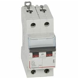 408009 Disjoncteur bipolaire 2A - 2P Courbe D - 6/10kA - À vis - Legrand DX3