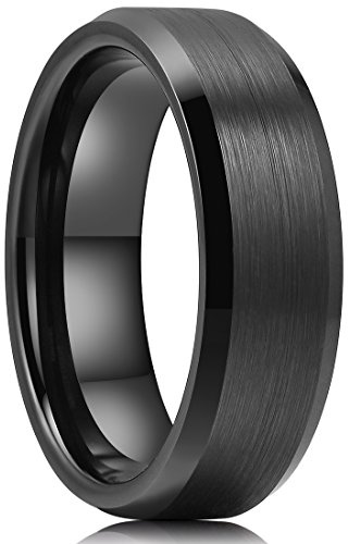 King Will 6mm Men's Silver Wedding Ring - Brushed Matte Surface, Beveled Polished Edge, Comfort Fit Size10