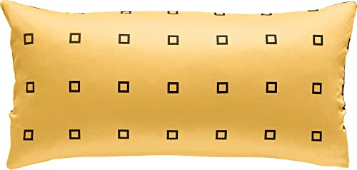 Erwin Müller Satin-Kissenbezug, Kissenhülle, 100% Baumwolle gelb-anthrazit Größe 40x80 cm - atmungsaktiv, temparaturausgleichend, mit Reißverschluss (weitere Farben, Größen)