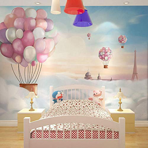 Mural de dibujos animados red red ins globo de aire caliente papel tapiz mural de dibujos animados niños y niñas habitación infantil fondo pared pri Papel Pintado Fotográfico Fotomural-350cm×256cm