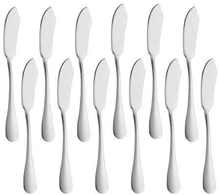 Meisha - Juego de 12 cuchillos de mantequilla de acero inoxidable, esparcidores de queso, 14,5 cm, mini cuchillos de cocina para tostadas sándwich pastel pan desayuno - plata
