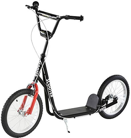 HOMCOM Kick Scooters for Kids with Adjustable Height, Anti-Slip Deck, Dual Brakes, Rubber Tyres, for Boys and Girls Aged 5+ Years Old - Black